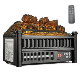 Electric Fireplace Log, 16 inch Fireplace Insert Log Heater, with Remote Controller, 5 Adjustable Flame Brightness, 24H Timer, Overheat Protectio