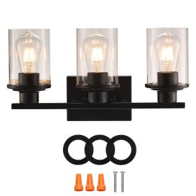 3-Light Bathroom Light Fixtures, Modern Vanity Light Fixture over Mirror, Bathroom Wall Sconce Lamp with Clear Glass Shade