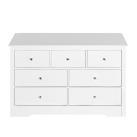 7 Drawer Dresser, Wooden Chest of Drawers with Sliding with Anti-tip Device, Modern Minimalist Dresser Chest, Closet Storage Organizer for Living
