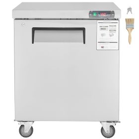 28" Commercial Frozen Refrigerator Sandwich & Salad Prep Table, 7.4 Cu. Ft Stainless Steel Refrigerated Food Prep Station with 1 Door