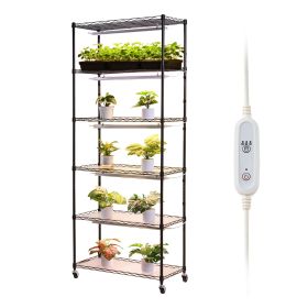 Plant Shelf with Grow Light, 6-Tier Indoor Plant Stand, 71in Tall Plants Display Rack with Wheels & 4/9/14H Timer