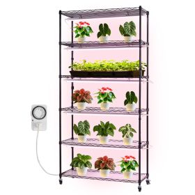 Plant Shelf with Grow Light, 6-Tier Indoor Plant Stand, 71in Tall Indoor Plants Display Rack with Wheels & Timer, 150W 3800K Full Spectrum Grow L