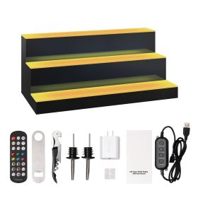LED Lighted Liquor Bottle Display Bar Shelf RF & App Control 24" 3-Step