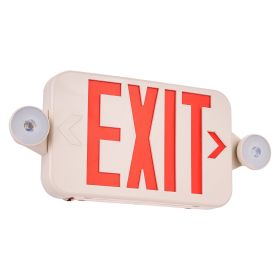 LED Exit Sign with Emergency Lights, Two LED Adjustable Heads Emergency Exit Light with Battery Backup, Combo Red Letter Fire Exit Lighting