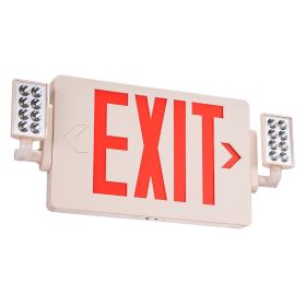 LED Exit Sign with Emergency Lights, Two Heads Emergency Exit Light with Battery Backup, Combo Red Letter Fire Exit Lighting