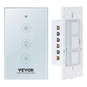 WiFi Smart Light Dimmer Switch, 100-250V AC Wi-Fi 2.4GHz, 15% to 85% Stepless Dimming LED Dimmable Smart Switch with Touch Panel