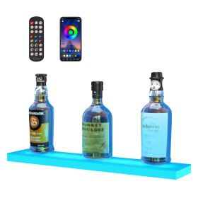 LED Lighted Liquor Bottle Display Bar Shelf RF & App Control 24" 1-Step White