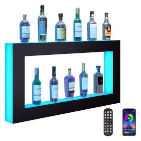 LED Lighted Liquor Bottle Display Bar Shelf RF & App Control 48" Square