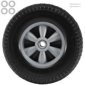 Solid PU Run-Flat Tire Wheel, 10", 2-Pack, 180 lbs Dynamic Load, 220 lbs Static Load, Flat Free Tubeless Tires and Wheels for Hand Truck, Utility
