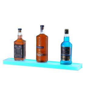 LED Lighted Liquor Bottle Display, 1 Tier 24 Inch Wall Mounted Whiskey Rack Stand, 1 Step Commercial Illuminated Home Bar Shelf