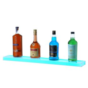 LED Lighted Liquor Bottle Display, 1 Tier 30 Inch Wall Mounted Whiskey Rack Stand, 1 Step Commercial Illuminated Home Bar Shelf