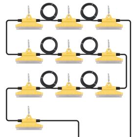 100FT Construction String Lights, 150W 15000LM, 10PCs String Work Light, 5000-5500K, IP65 Waterproof, with Hanging Hooks, for Construction Site