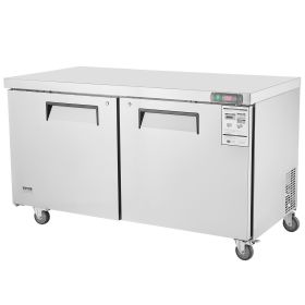60" Commercial Refrigerator Sandwich & Salad Prep Table, 16.4 Cu. Ft Stainless Steel Refrigerated Food Prep Station with 2 Doors