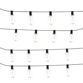 LED Outdoor String Lights, 50FT, 2700K Dimmable Outside Patio Lights with 15 S14 Shatterproof Bulbs E12 Socket Base