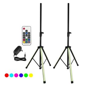 5 Core Speaker Stand Tripod Floor with RGB LED Lights Heavy Duty Adjustable 2Pcs Up to 72 Inch DJ Studio Monitor Stands Pole Mount - SS HD LGT 2