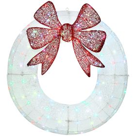 36 Inch Lighted Wreath Decoration with Dual Color LED, Christmas Wreath with Daily Timer, Remote for Indoor Outdoor