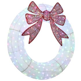 48 Inch Lighted Wreath Decoration with Dual Color LED, Christmas Wreath with Daily Timer, Remote for Indoor Outdoor