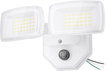 32w 3200LM Dusk to Dawn Outdoor Lighting,6500K Dual-Head Flood Light Outdoor with Photocell,IP66 Waterproof Security Lights (Color: White)